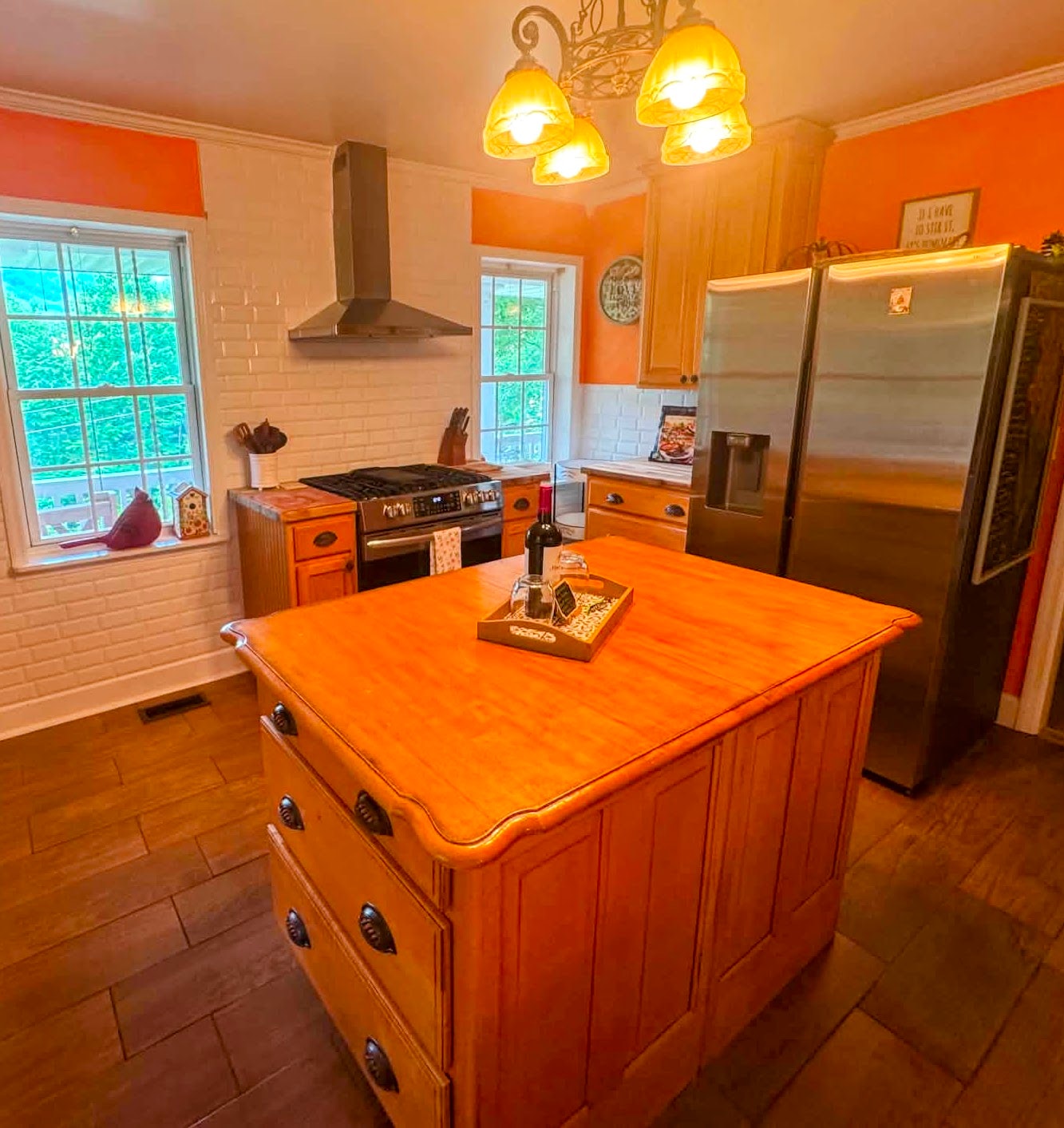 Hawk's Crest Landing I — kitchen island with stove and refrigerator